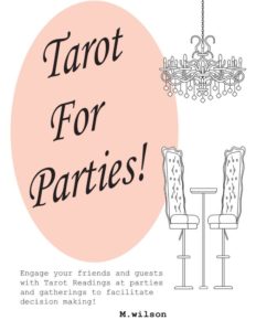 White book cover with pink circle, table, and chairs. Writers Arcanum - Tarot Book Review
